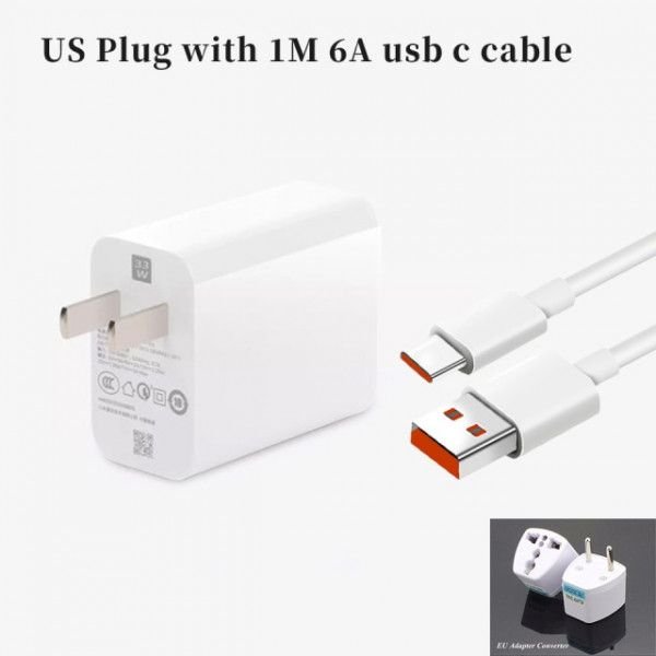 Fast Wall Chargerxiaomi 33w Fast Charger Eu/us Type-c Cable For Mi 11x,  Redmi Note 10