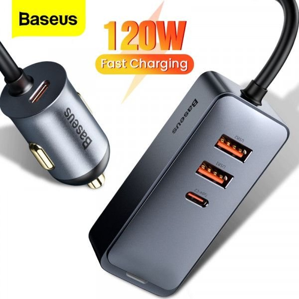 Achetez Baseus Partagez Ensemble PPS 120W Cordon de Charge Rapide Multi-port  3 USB + Type-C Adaptateur de Chargeur de Voiture Avec Câble de 1,5 m de  Chine