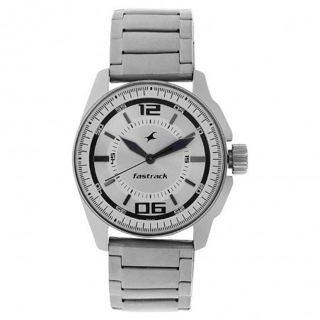 Fastrack Silver-White Dial Analog Watch for Men NJ3089SM01C