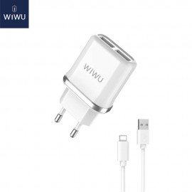 WIWU USB Wall Charger 2xUSB 2.4A with Lightning Cable